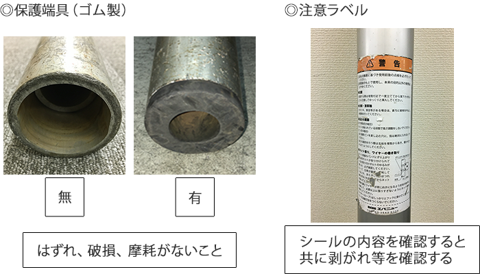 保護端具(ゴム製) 注意ラベル